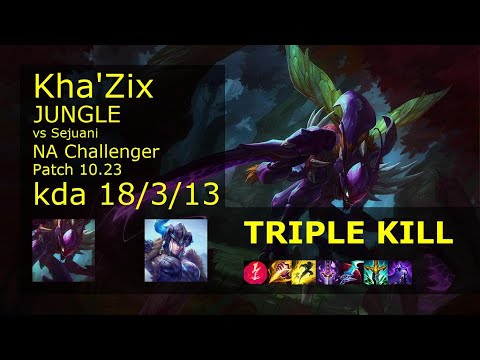 Kha'Zix vs Sejuani Jungle - NA Challenger 18/3/13 Patch 10.23 Gameplay