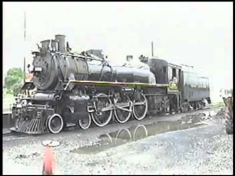 Ohio Central Railroad Freight train and steam passenger train chases in Sugar Creek,OH Spring 2002