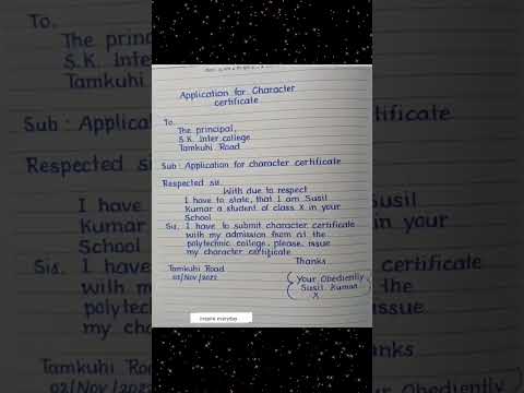 application for character certificate/character certificate from college in English#letter #shorts