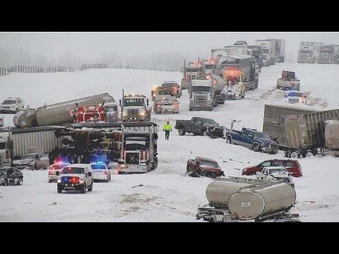 Extreme Chaos in Minnesota! Snow Blizzard Causing Mass Accident in North Dakota