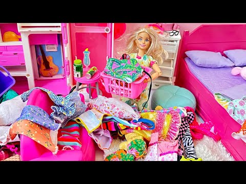 BARBIE DOLL HOUSE CLEANING ROUTINE 🧼 🧹 🏠