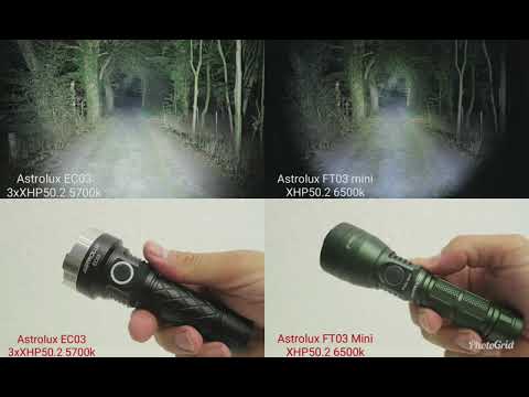 Astrolux EC03 3xXHP50.2 5700k 6700 Lumen - Astrolux FT03 mini XHP50.2 6500k 4200 Lumen comparison