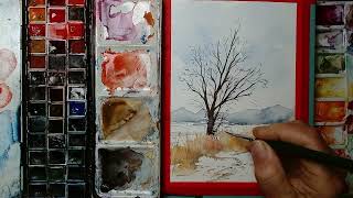 Watch This Winter Tree Come To Life With Watercolor Paint!
