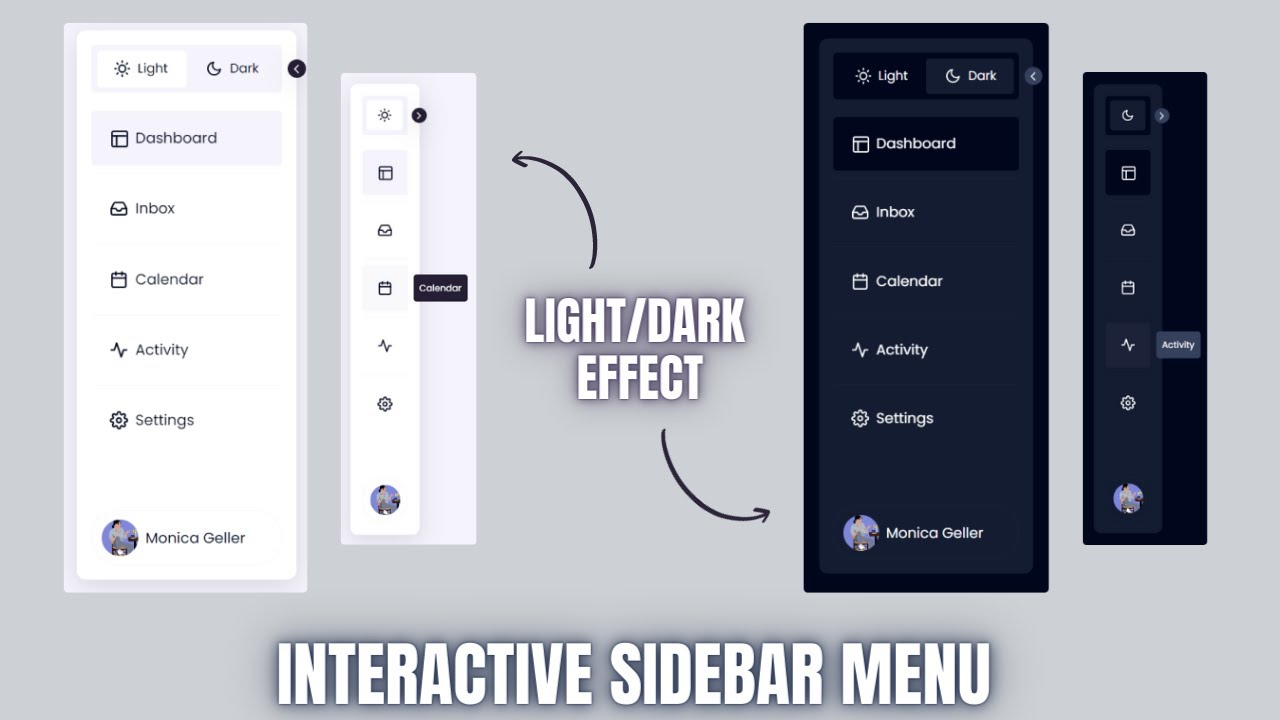 Responsive Interactive Sidebar Menu Using HTML CSS & JS | CSS Sidebar Navigation Menu