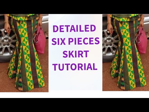 HOW TO SEW SIX PIECES SKIRT with TAIL/FULL LINING and ELASTIC BAND