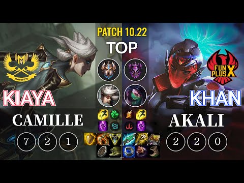 GAM Kiaya Camille vs FPX Khan Akali Top - KR Patch 10.22
