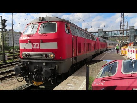 Germany: DB Class 218 'Rabbits' depart Ulm with a Dortmund Hbf to Oberstdorf InterCity service
