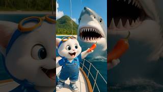 Gatinho fofo deu uma pimenta para o tubarão