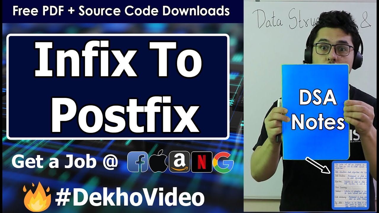 Video thumbnail for Infix To Postfix Using Stack