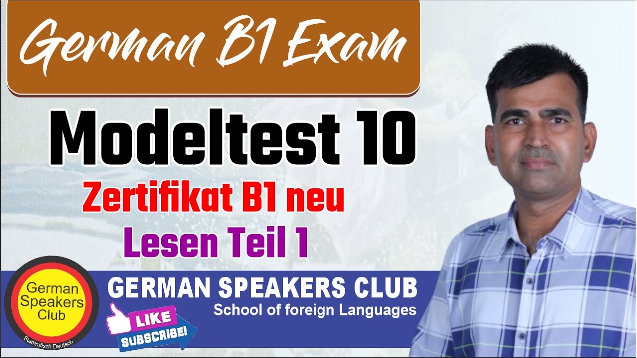 Zertifikat B1 Modellsatz | Modelltest-10 | Lesen  Teil-1 | German Reading Exam | Goethe Zertifikat