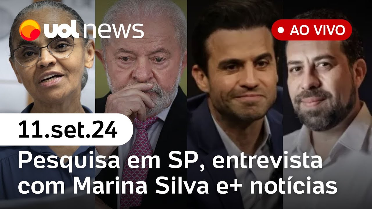 Marçal e Boulos têm empate técnico, diz pesquisa; Marina Silva ao vivo, Kamala x Trump | UOL News
