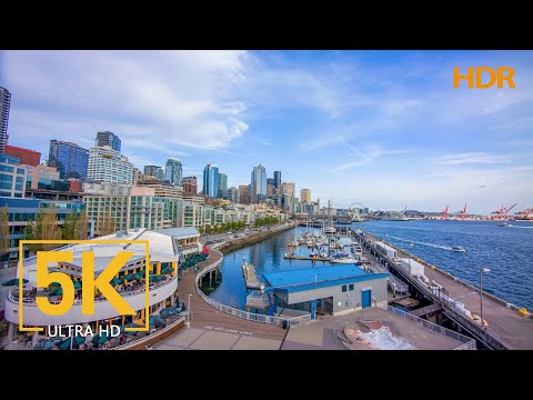 Seattle Pier 66 - 5K HDR Cityscape with Relaxing Music - Top Seattle's Attractions, Washington State