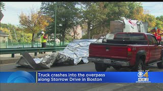 Truck Crashes Into Overpass Along Storrow Drive In Boston