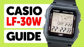 #CASIO LF-30W (3572) - HOW TO SET THE TIME, DATE, ALARMS and use the STOPWATCH, TIMER & WORLD TIME