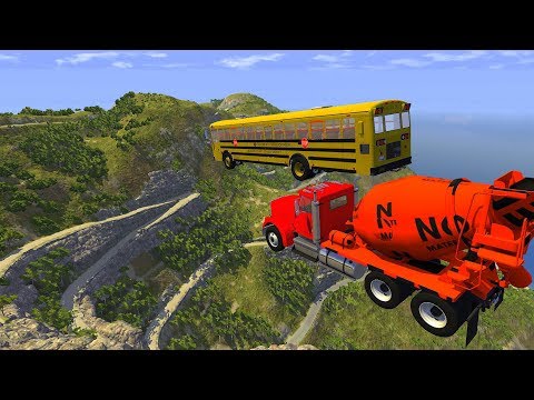 Heavy vehicle High Speed Jump Crashes From BIG Mountain in italy - BeamNG drive Jumps