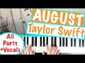 How to play AUGUST - Taylor Swift Piano Chords Accompaniment Tutorial