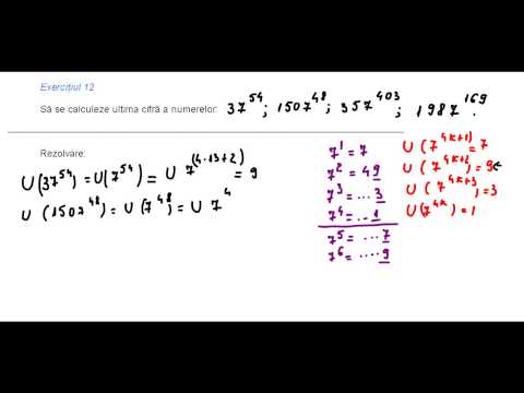 Clasa a V-a - Cap. Numere naturale - ex. 12 - ultima cifra a lui 7 la o putere