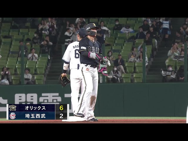 【10回表】大きな追加点!! バファローズ・西川龍馬 走者一掃のタイムリー2ベース!! 2025年4月25日 埼玉西武ライオンズ 対 オリックス・バファローズ