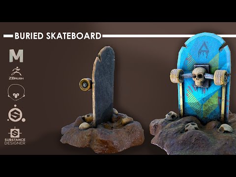 Autodesk Maya 2018, Zbrush 2020, Substance Painter - Buried Skateboard