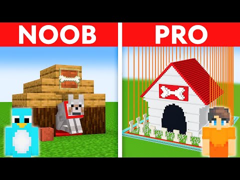 Minecraft: NOOB vs PRO: SAFEST DOG HOUSE BUILD CHALLENGE TO PROTECT MY DOG