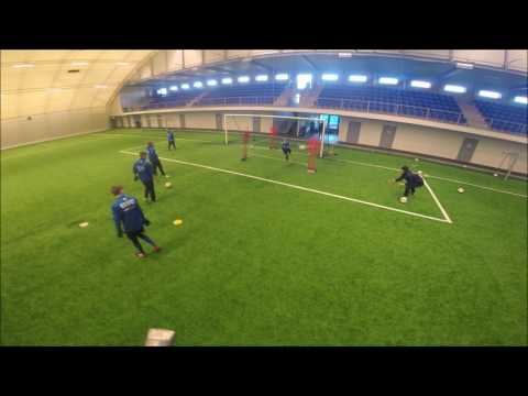 Goalkeeper training: U16 session. Low/high dives, speed and reaction