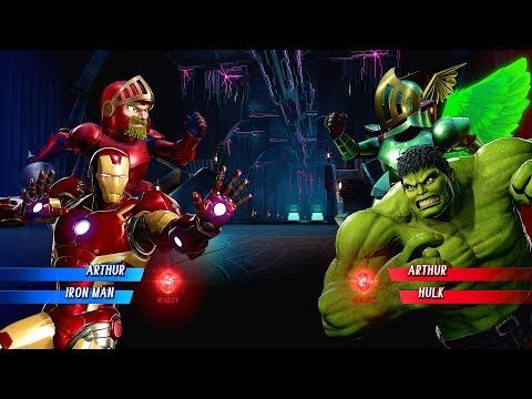 Arthur & Iron Man vs Arthur & Green Hulk (Very Hard) - Marvel vs Capcom | 4K UHD Gameplay