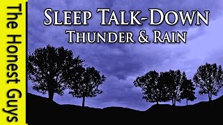 Spoken Sleep Talk Down to Thunder & Rain (with Lightning Flash Simulator) - Insomnia Meditation