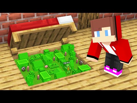 Unbelievable! Mikey's Secret Tiny Village Found Under Bed in Minecraft!