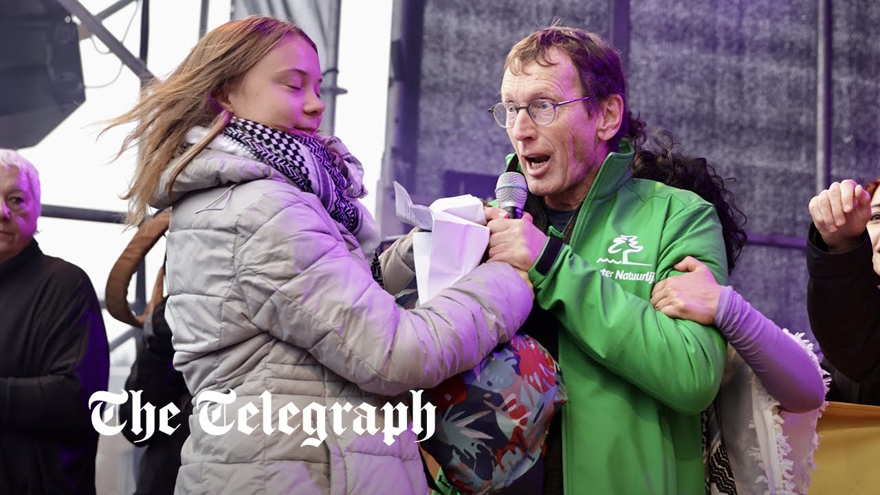 Watch: Activist wrestles mic away from Greta Thunberg over pro-Palestine chants