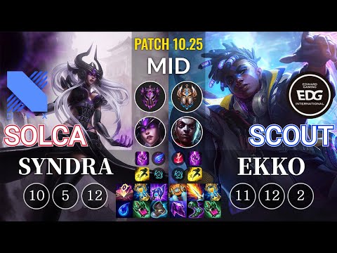 DRX SOLCA Syndra vs EDG Scout Ekko Mid - KR Patch 10.25