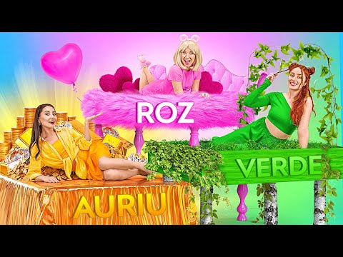 AM CONSTRUIT UN PAT SUPRAPUS PENTRU TRIPLETE | O culoare timp de 24 de ore! Trucuri marca 123 GO!