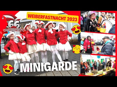 Karneval in Kyllburg, Weiberfastnacht 2023, Minigarde, Ehrungen, Umtrunk