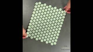 The Mosaic Factory Barcelona mozaïektegel hexagon 2,3x2,6cm - Soft Green Edge Glossy