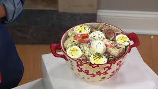 Cook's Essentials Del Rey S/3 Nesting Ceramic Bowls with Lids on QVC