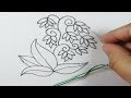 Hand Embroidery Modern Leaf And Flower Design By Rose World