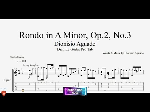 Rondo in A Minor, Op.2, No.3 by Dionisio Aguado with Guitar Tutorial FREE TABs