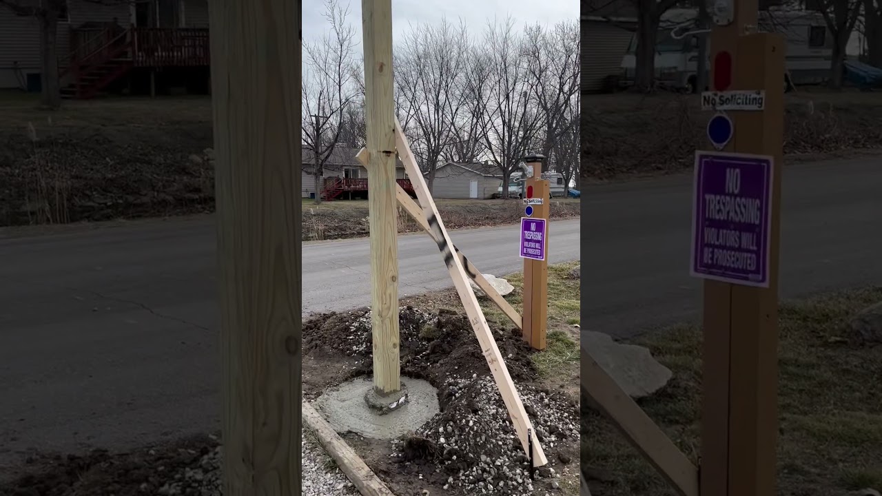 Setting posts for wooden gate #construction #working