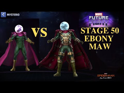 Lv. 60 Mysterio [No uni/Far From Home Uniform] vs Stage 50 Ebony Maw WBU - Marvel Future Fight