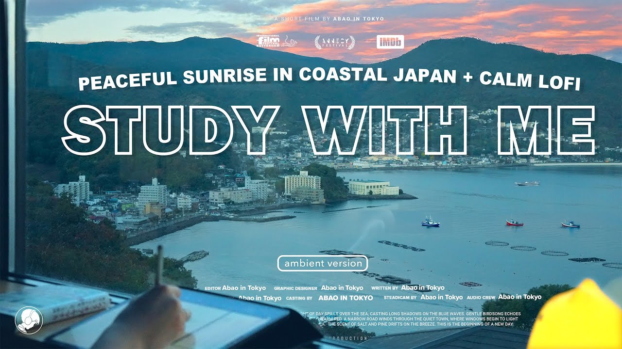 4-HOUR STUDY WITH ME 🛟 / ambient ver. / Peaceful Sunrise in Coastal Japan / Pomodoro 25-5