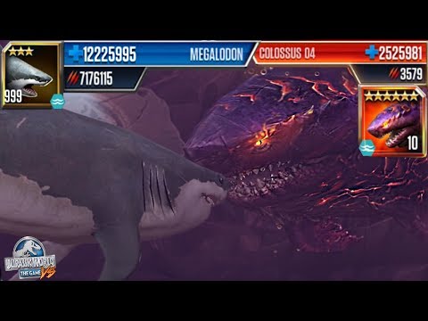 REACHING TO A LEVEL 100 COLOSSUS WITH A LVL 999 MEGALODON! - Jurassic World The Game Livestream! HD