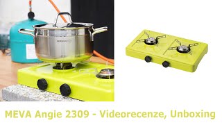 Plynový vařič Angie 2x PB hořák, 2 kW, vysokotlaký na 2kg láhev, zelený, Meva 2309