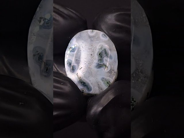 حجر عقيق طحلبي ابيض مشجر طبيعي