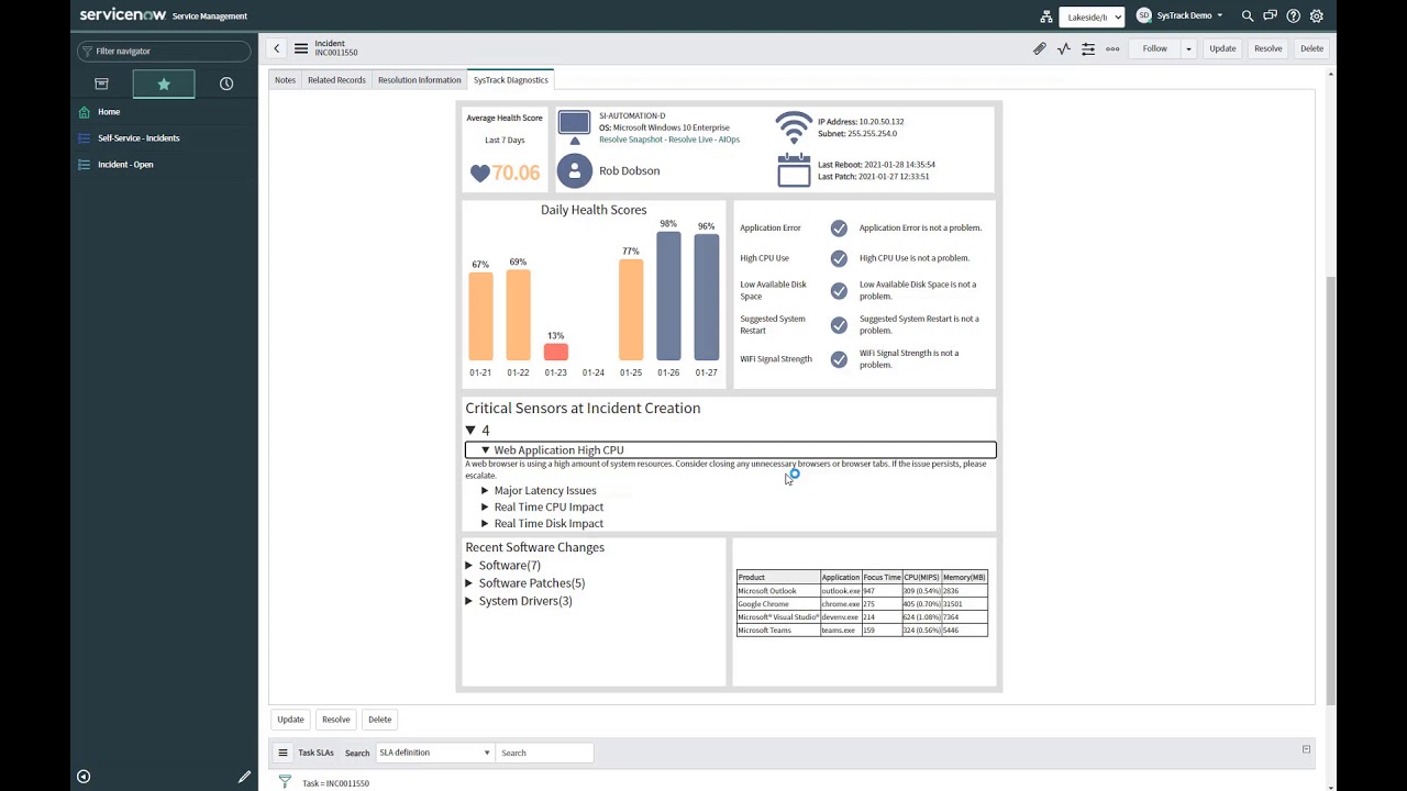 Accelerate incident resolution with the SysTrack integration for ServiceNow®