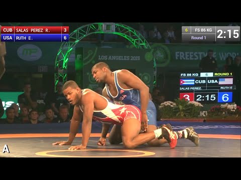 BEST MATCH OF DAY 1 -- Round 1 FS - 86 kg: Ed RUTH (USA) df. Reineris SALAS PEREZ (CUB), 22-13