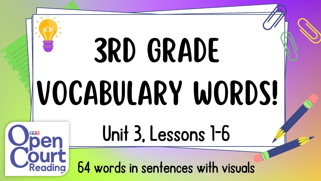 Open Court Reading 3rd Grade Vocabulary Words for UNIT 3 (Definitions + Sentences) ESL CLASS FOR YOU