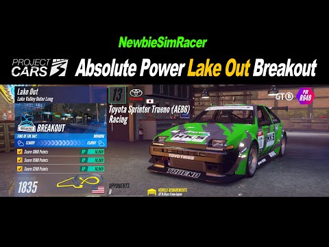 Project Cars 3 - Absolute Power - Lake Out Breakout 1835 | Toyota Sprinter Trueno AE86 R | PC VR