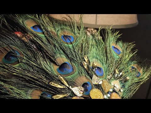 DIY Peacock feather fan #craftideas #creative #viral @salongayans2035