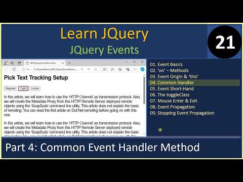 Events | Part 4 - Common Handler | JQuery Tutorials #21