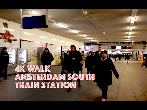 4K City Walk : Amsterdam South Train Station Virtual Tour (Binaural Sound) Early Morning Walk 230
