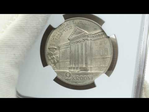 Coins.ee Auction 32 lot#258, Estonia 2 krooni 1932 - Unversity of Tartu - NGC MS64